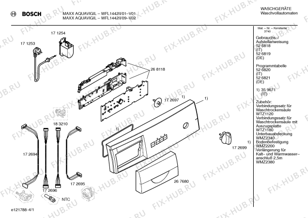 Схема №3 WFL1442II Maxx WFL 1442 Aquavigil с изображением Таблица программ для стиральной машины Bosch 00526820