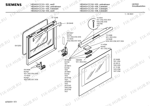 Взрыв-схема плиты (духовки) Siemens HB34551CC - Схема узла 03