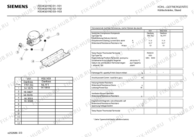 Взрыв-схема холодильника Siemens KS34G01NE - Схема узла 03