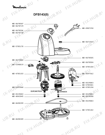 Взрыв-схема кухонного комбайна Moulinex DFB143(0) - Схема узла RP002547.9P2