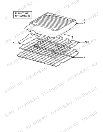 Взрыв-схема плиты (духовки) Zanussi ZCG8021CHN - Схема узла H10 Furniture
