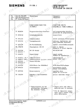 Схема №9 FV9367 с изображением Модуль управления для телевизора Siemens 00753454