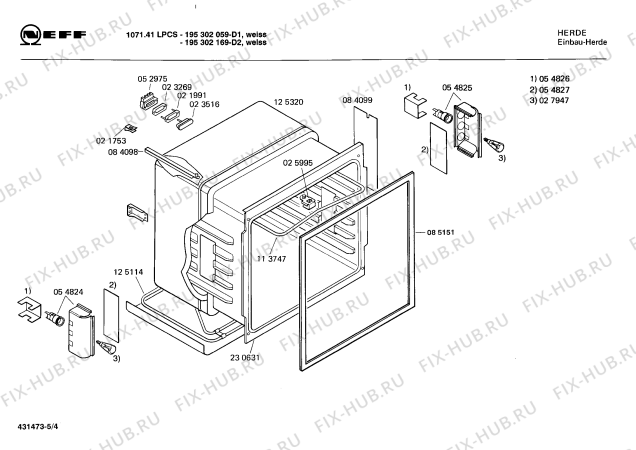 Взрыв-схема плиты (духовки) Neff 195302169 1071.41LPCS - Схема узла 04