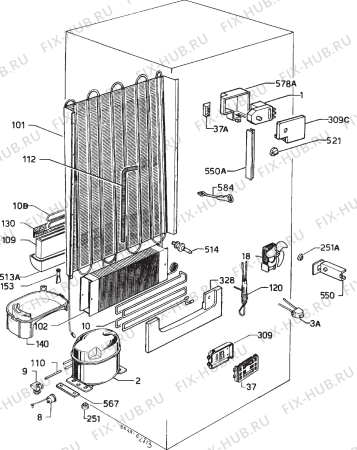 Взрыв-схема холодильника Zanussi DF77/30FF-B - Схема узла Cooling system 017