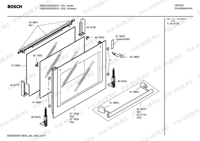 Схема №5 HBN330560 с изображением Панель управления для духового шкафа Bosch 00437377