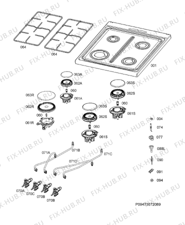 Взрыв-схема плиты (духовки) Electrolux EKK64580OX - Схема узла Hob