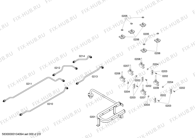 Взрыв-схема плиты (духовки) Bosch NGP935UC - Схема узла 02