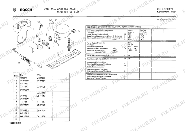 Взрыв-схема холодильника Bosch 0701184156 KTR180 - Схема узла 02