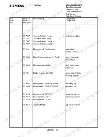 Схема №6 FS207V4 с изображением Кнопка для телевизора Siemens 00791699