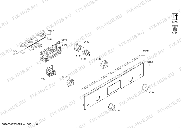Схема №5 HBF174ER0 с изображением Панель управления для плиты (духовки) Bosch 11025414