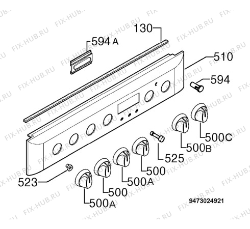 Взрыв-схема плиты (духовки) Privileg 869.5660/30585 - Схема узла Command panel 037