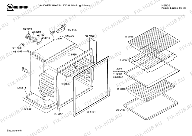 Взрыв-схема плиты (духовки) Neff E3112G0AA A-JOKER 310 - Схема узла 06