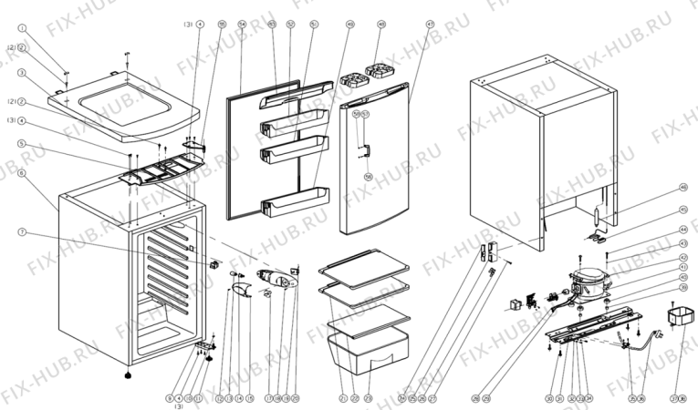 Схема №1 KR41318W (294070, HS14262) с изображением Петля (защелка) для холодильника Gorenje 299130