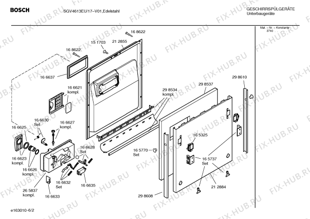 Взрыв-схема посудомоечной машины Bosch SGV4613EU - Схема узла 02