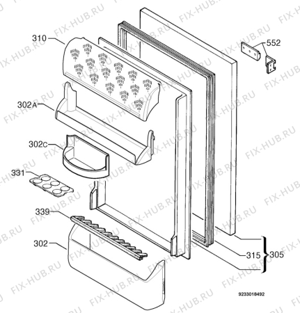 Взрыв-схема холодильника Zanussi ZUS6140A - Схема узла Door 003
