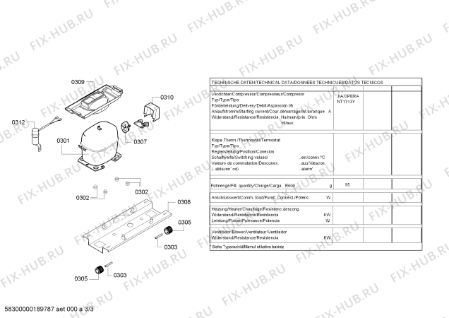 Схема №3 3KSB5410 с изображением Модуль управления, незапрограммированный для холодильника Bosch 00656322