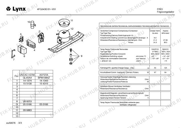 Взрыв-схема холодильника Lynx 4FG343E - Схема узла 03