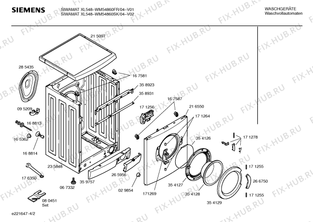 Взрыв-схема стиральной машины Siemens WM54860FR SIWAMAT XL548 - Схема узла 02