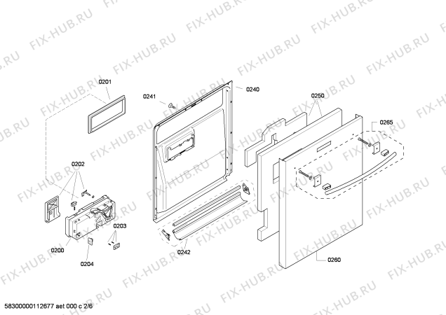 Схема №4 SE20T593GB с изображением Внешняя дверь для посудомойки Siemens 00475322