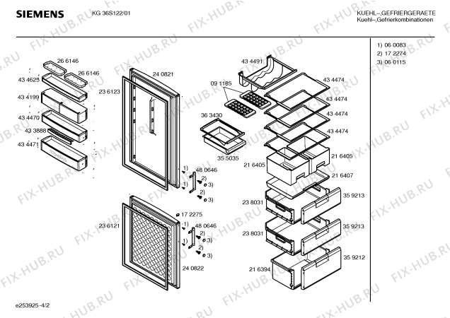 Взрыв-схема холодильника Siemens KG36S122 - Схема узла 02