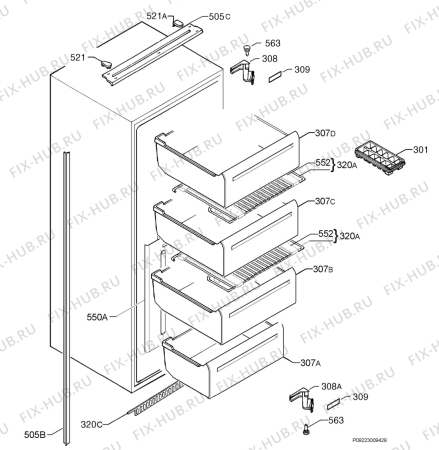 Взрыв-схема холодильника Electrolux EUF12800 - Схема узла Housing 001