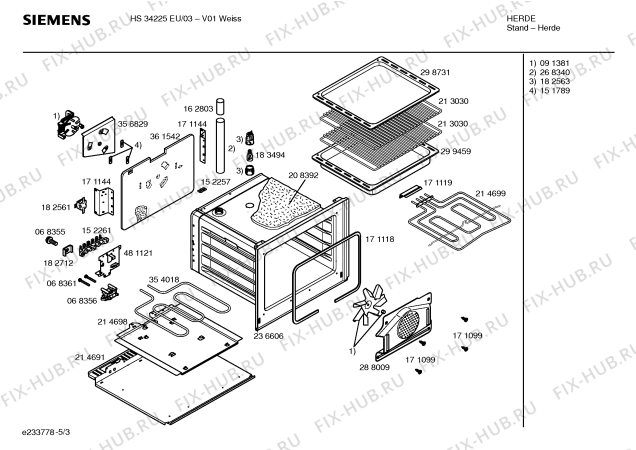 Схема №4 HS34225EU с изображением Панель управления для электропечи Siemens 00355980