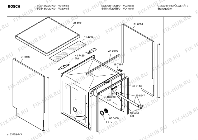 Взрыв-схема посудомоечной машины Bosch SGS43T12GB electronic management - Схема узла 03