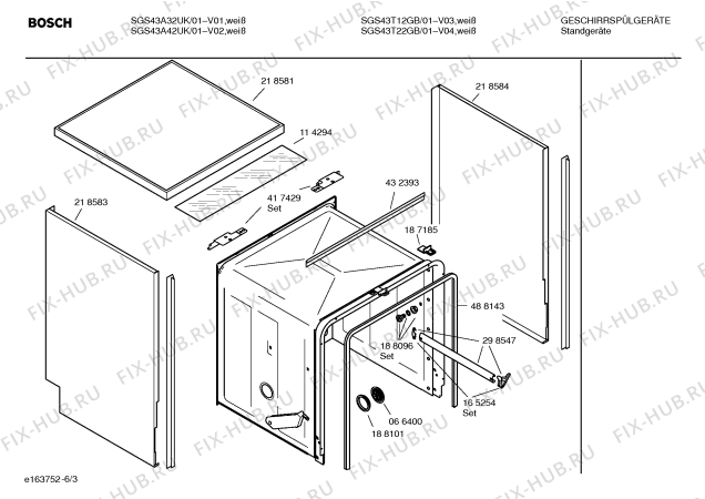 Взрыв-схема посудомоечной машины Bosch SGS43A32UK electronic management - Схема узла 03