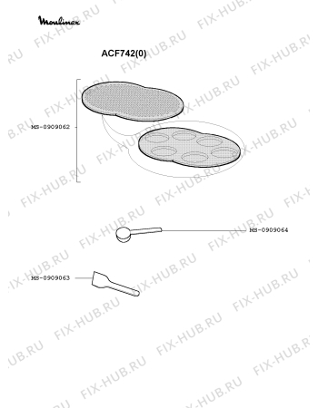 Взрыв-схема гриля Moulinex ACF742(0) - Схема узла DP002240.5P2