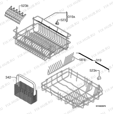 Взрыв-схема посудомоечной машины Aeg F35400IMO - Схема узла Basket 160