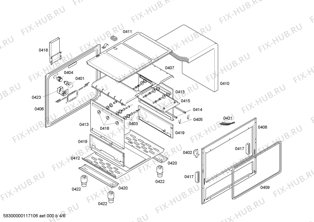 Взрыв-схема плиты (духовки) Bosch HSK66K4BEG P4 76 PS BCO GE 220V - Схема узла 04