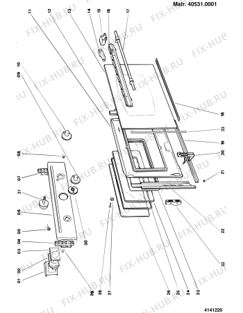 Взрыв-схема плиты (духовки) Indesit FIM1RGB (F011585) - Схема узла