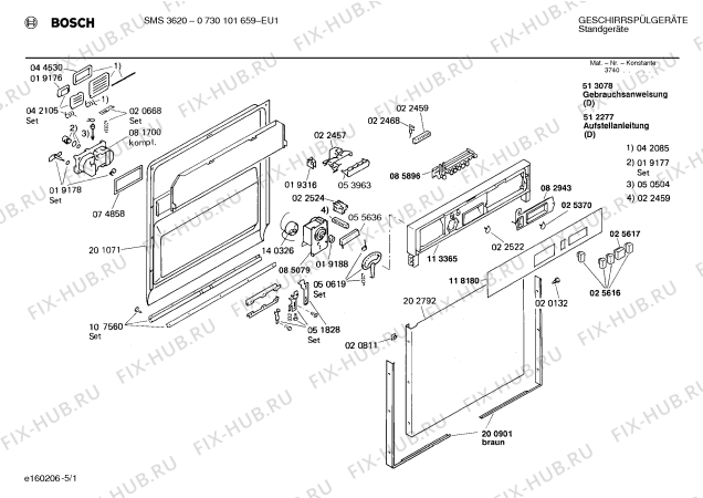 Схема №3 195306861 5223.11S с изображением Передняя панель для посудомоечной машины Bosch 00113365