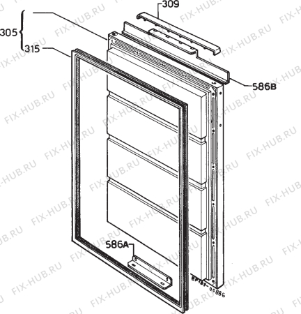 Взрыв-схема холодильника Zanussi ZUD790F - Схема узла Door 003