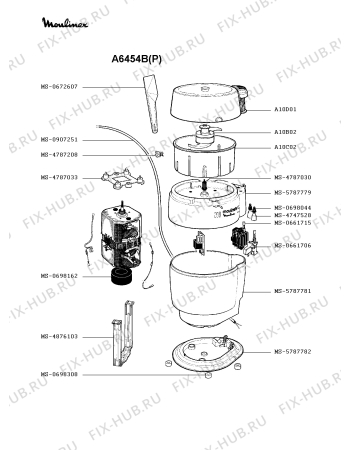 Взрыв-схема кухонного комбайна Moulinex A6454B(P) - Схема узла WP001202.0P3
