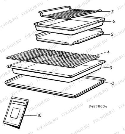 Взрыв-схема плиты (духовки) Electrolux EKC7188 - Схема узла H10 Oven Furniture, Users manual