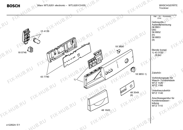 Схема №4 WTL6201CH Maxx WTL6201 electronic с изображением Инструкция по установке и эксплуатации для сушильной машины Bosch 00588956