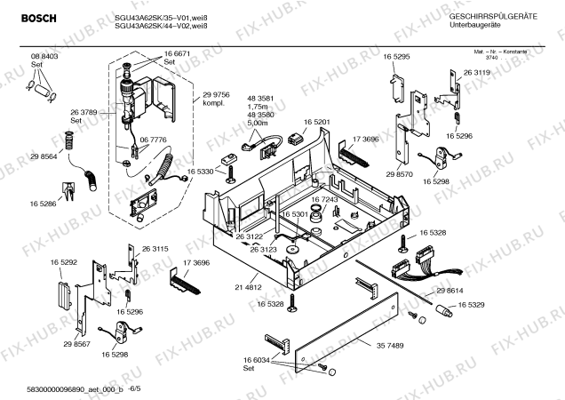 Взрыв-схема посудомоечной машины Bosch SGU43A62SK - Схема узла 05