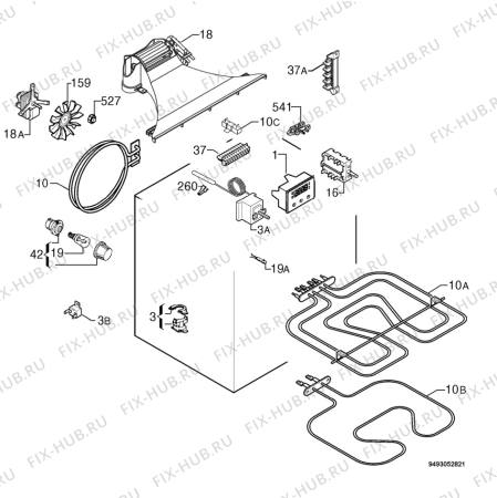 Взрыв-схема плиты (духовки) Privileg 00830181_61338 - Схема узла Electrical equipment 268