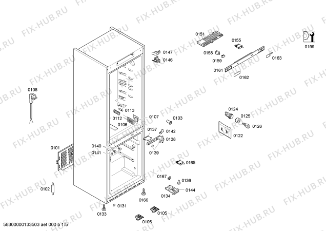 Схема №4 KG57NP71NE с изображением Дверь морозильной камеры для холодильной камеры Siemens 00247251