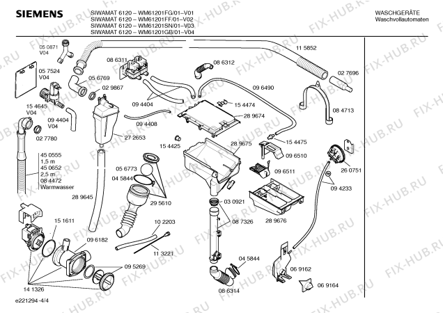 Схема №4 WM61201FF SIWAMAT 6120 с изображением Панель управления для стиралки Siemens 00351884