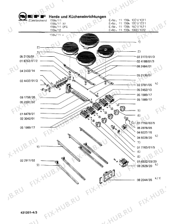 Взрыв-схема плиты (духовки) Neff 1117841032 1784/12 - Схема узла 03