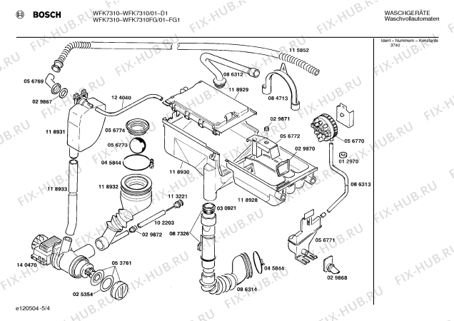 Схема №4 WFK7310FG WFK7310 с изображением Панель для стиралки Bosch 00271636