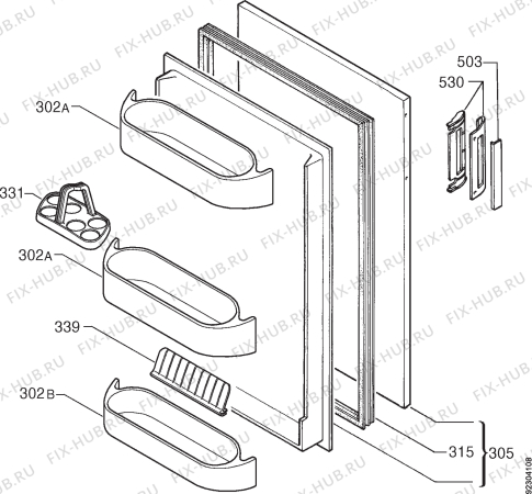 Взрыв-схема холодильника Electrolux ER6524T - Схема узла Door 003