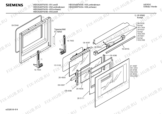 Схема №5 HB53541FN с изображением Панель управления для плиты (духовки) Siemens 00351039
