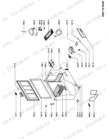 Схема №1 WC11016Q с изображением Электролампа для холодильника Whirlpool 481011032630