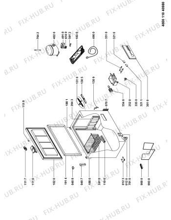 Схема №1 WC11016Q с изображением Фитинг для холодильной камеры Whirlpool 481011031705