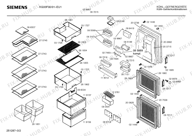 Схема №2 KG33F00 с изображением Модуль для холодильной камеры Bosch 00092380