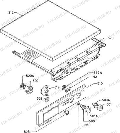 Взрыв-схема стиральной машины Zanussi Z550TX - Схема узла Command panel 037