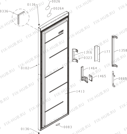 Схема №1 FNE6192CW (469165, ZOF2869A) с изображением Дверь для холодильника Gorenje 460605